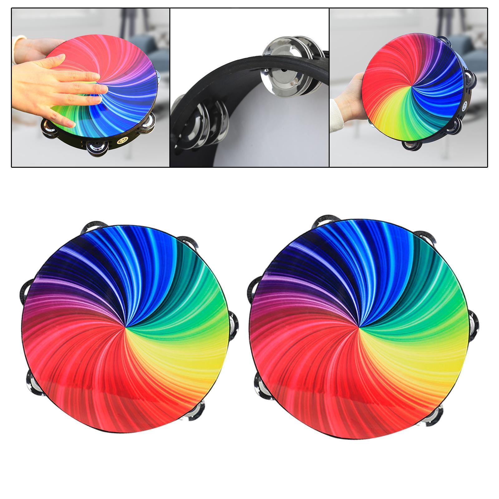 Hand Held Tambourine Drum Bell Double Rows Tambourine for Dancing KTV