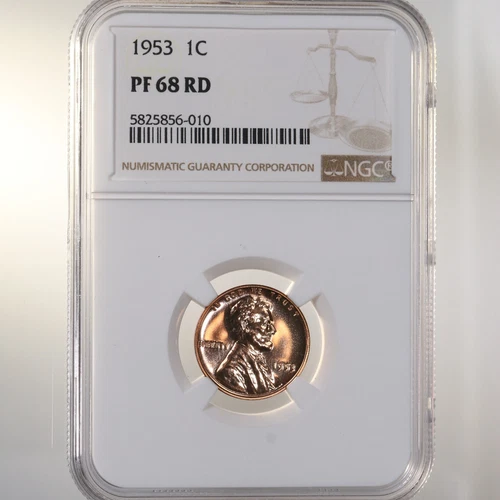 1953 Lincoln Wheat 1C NGC Certified PF 68 RD Proof Struck Small Cent Penny Coin