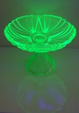 compotier coupe fruit saladier ouraline verre vert ancien art deco nouveau 1900 