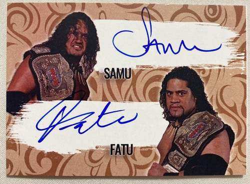 WWE auto card The Headshrinkers Samu Fatu the Bloodline signed 