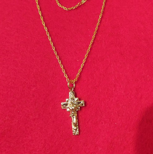 Pendentif Breloque Croix Ancienne En Plaqué Or, Style Vintage XIXe Siècle - Unisexe, Occasion