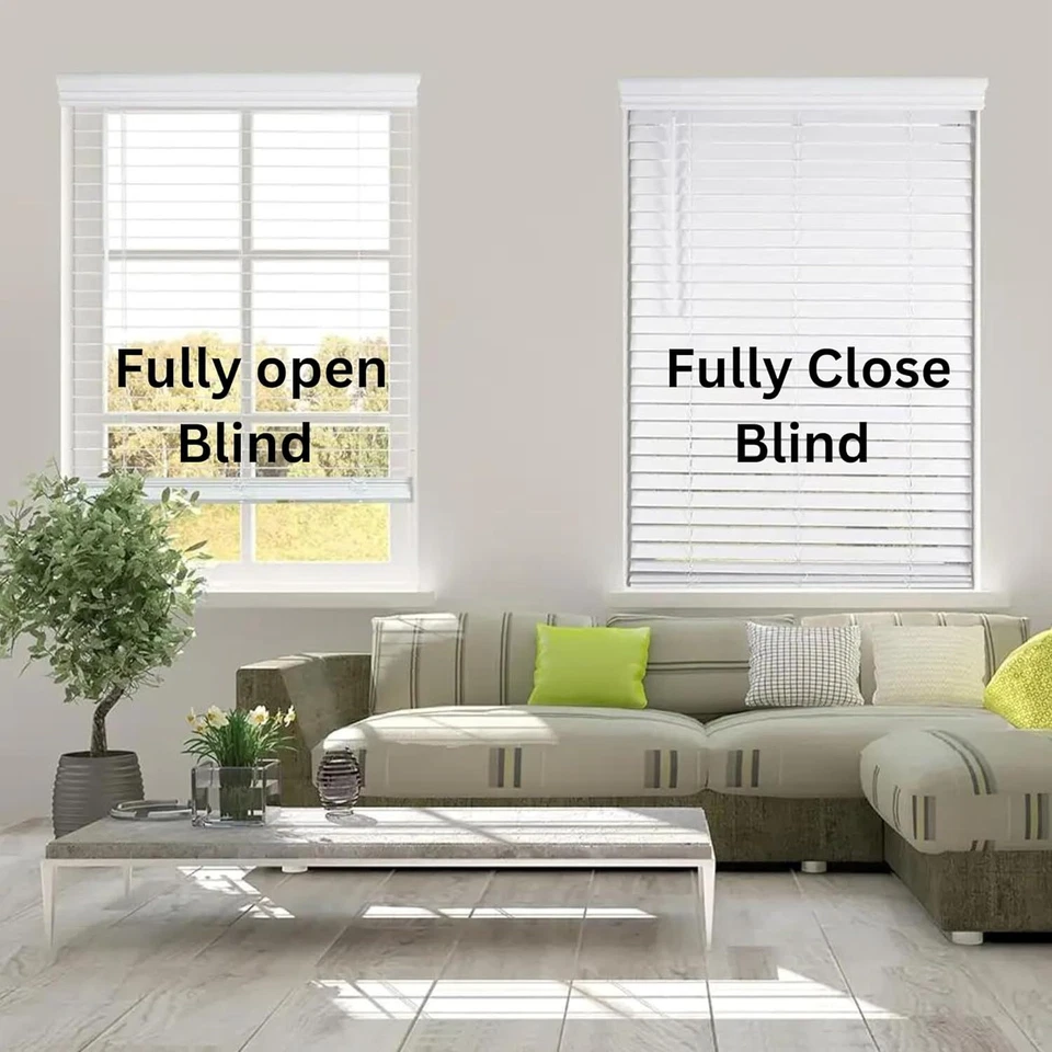 FAUX WOOD VENETIAN BLINDS 50MM WHITE WOOD WOODEN WINDOW BLIND EASY FIT TRIMABLE - Image 2 of 4