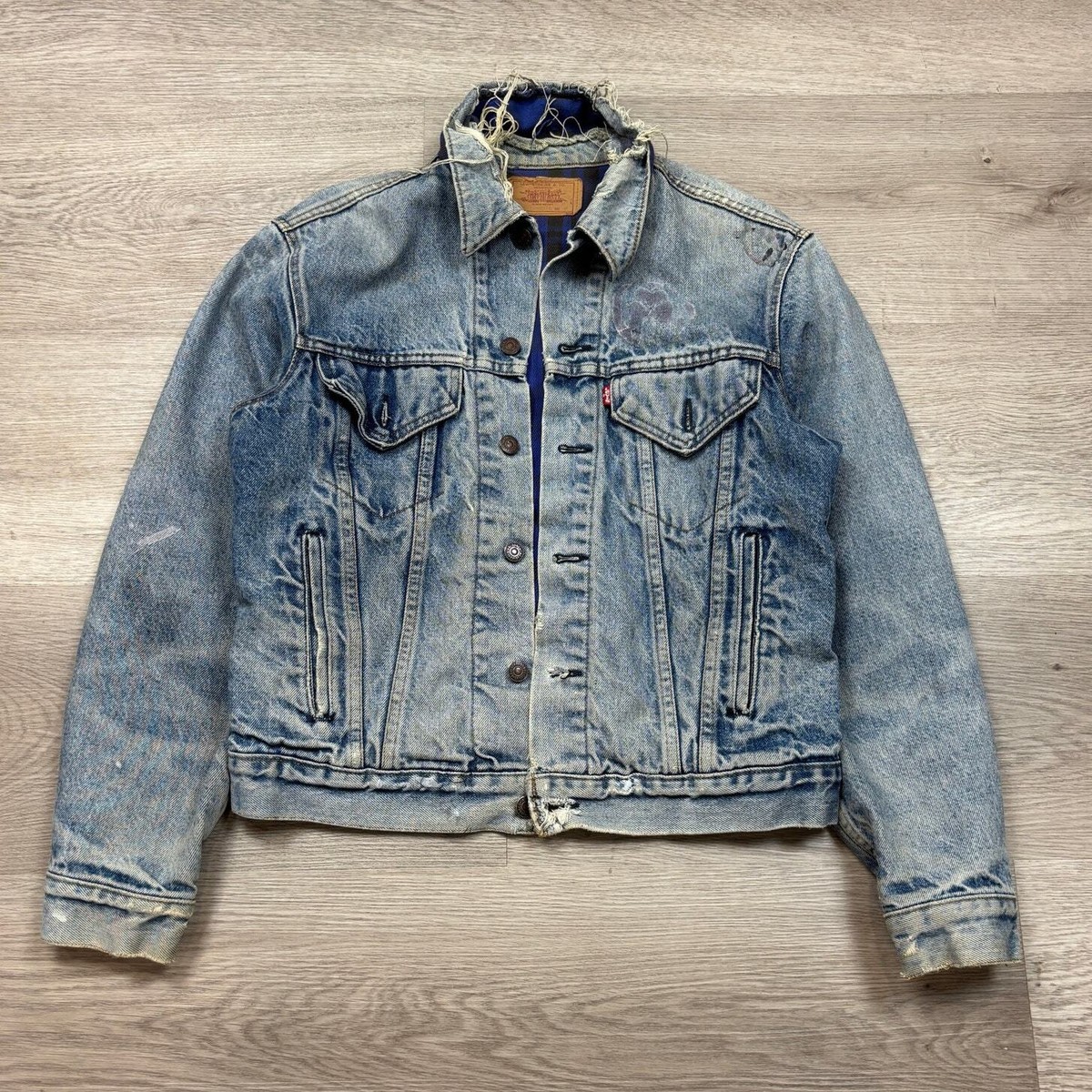 Vintage 80s Levi's 70411 9318 Flannel Lined Denim Trucker Jacket