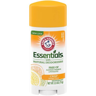 6 PACK Arm Hammer Essentials Natural Deodorant Fresh 2.5 oz Crisp Orange Citrus