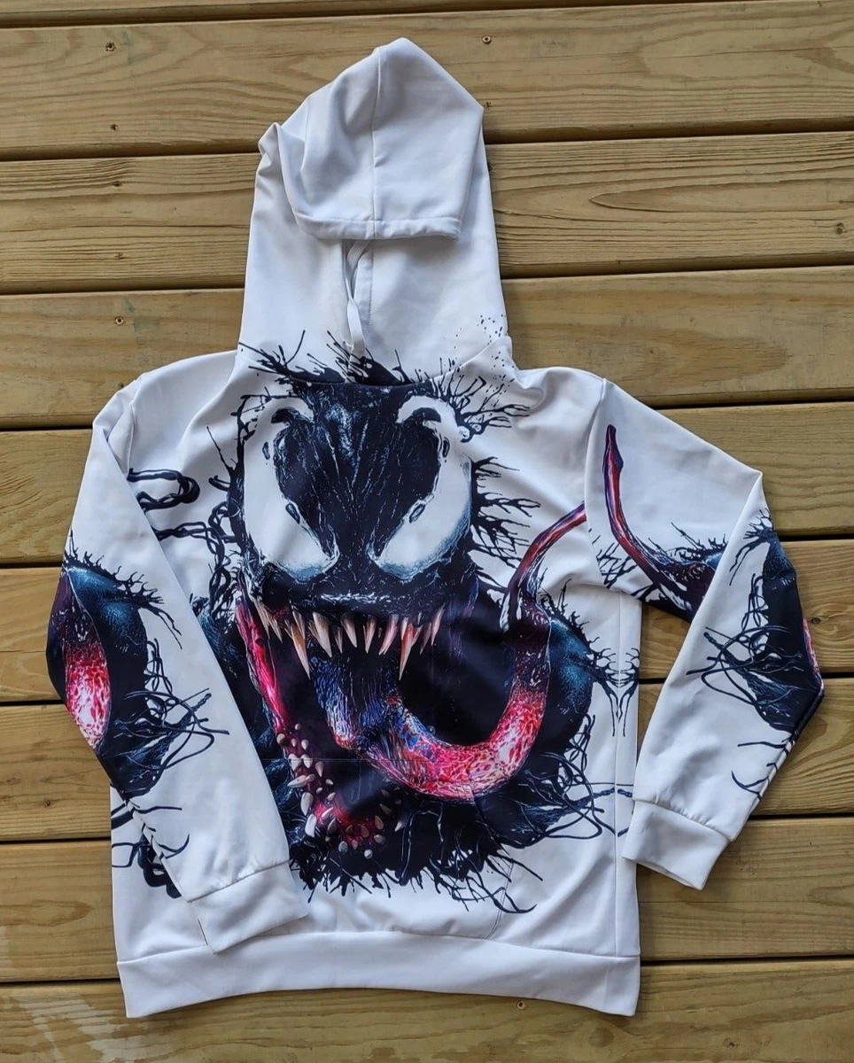 Venom Hoodie 3D White Pullover Sweatshirt Casual Tops For Adults XL