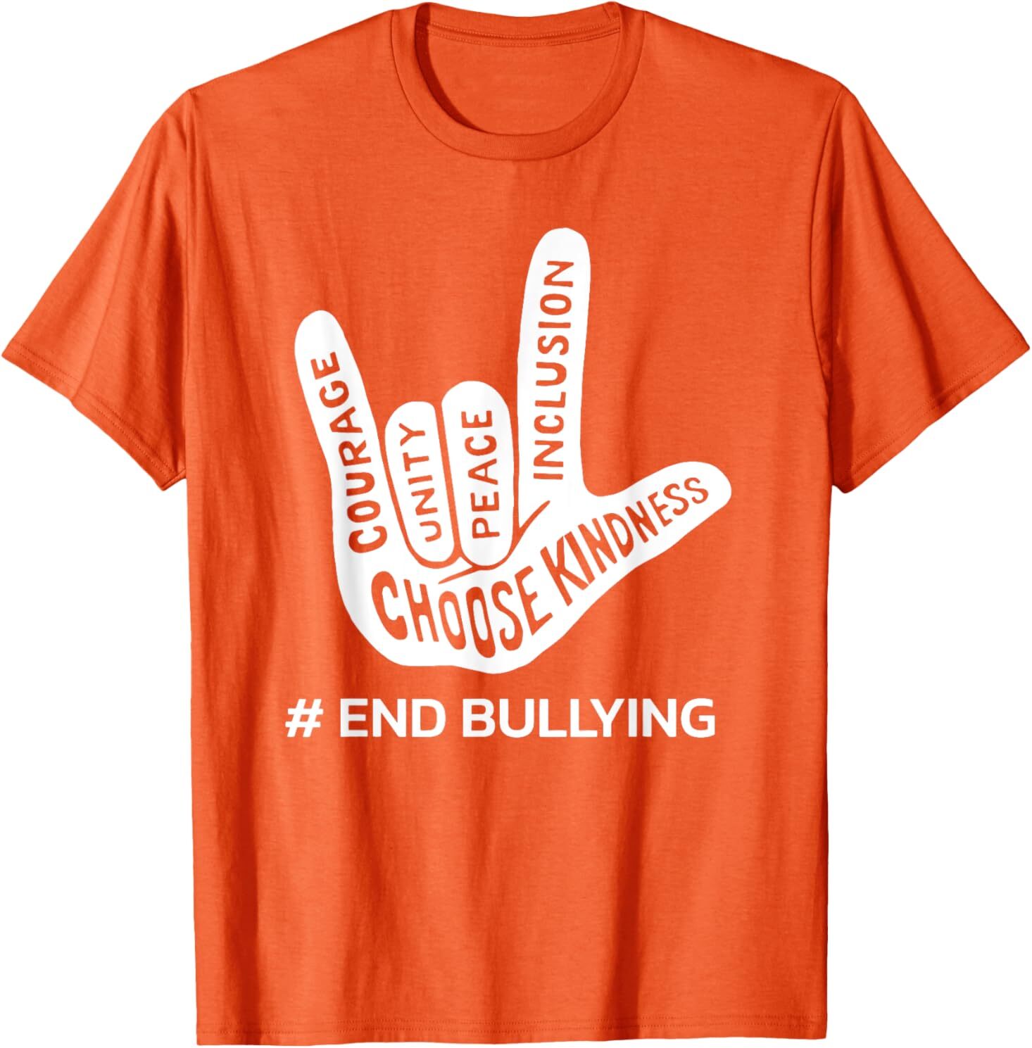 Unity Day Orange Anti Bullying Peace Love Sign Language T-Shirt ON TREND