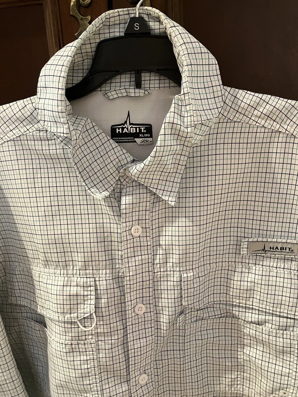 HABIT Mens XL Long Sleeve Roll-Tab Vented Fishing Shirt Polyester UV Protection