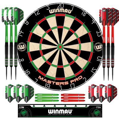 Winmau Darts - Masters Pro Premium Bristle Dartboard Set - Includes Dart Boar...