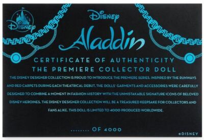 Disney Designer Collection JASMINE Limited Edition Doll (New
