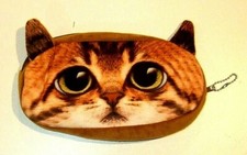 Soft Plush Brown Cat Kitten Zippered Pencil Case - NEW 9