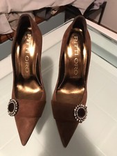 Pitti Oro Scarpe Décolleté N. 35 Tacco 10 Camoscio Marrone