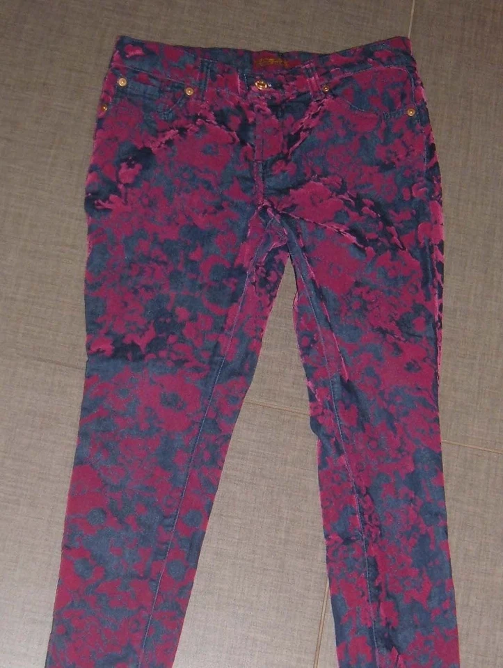 Семь 7 для всего человечества красный бархат флокированные узкие джинсы ультра классный 14 новый без ЯРЛЫКОВ ПОЗОЛОТА - Изображение 2 из 4