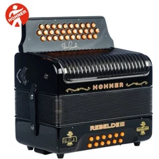 Hohner Rebelde III Black GCF Button Accordion Celso Piña Limited W/ Bag & Straps
