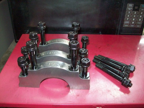 350 Chevy Howards steel main caps / ARP main studs / used take outs / four bolt