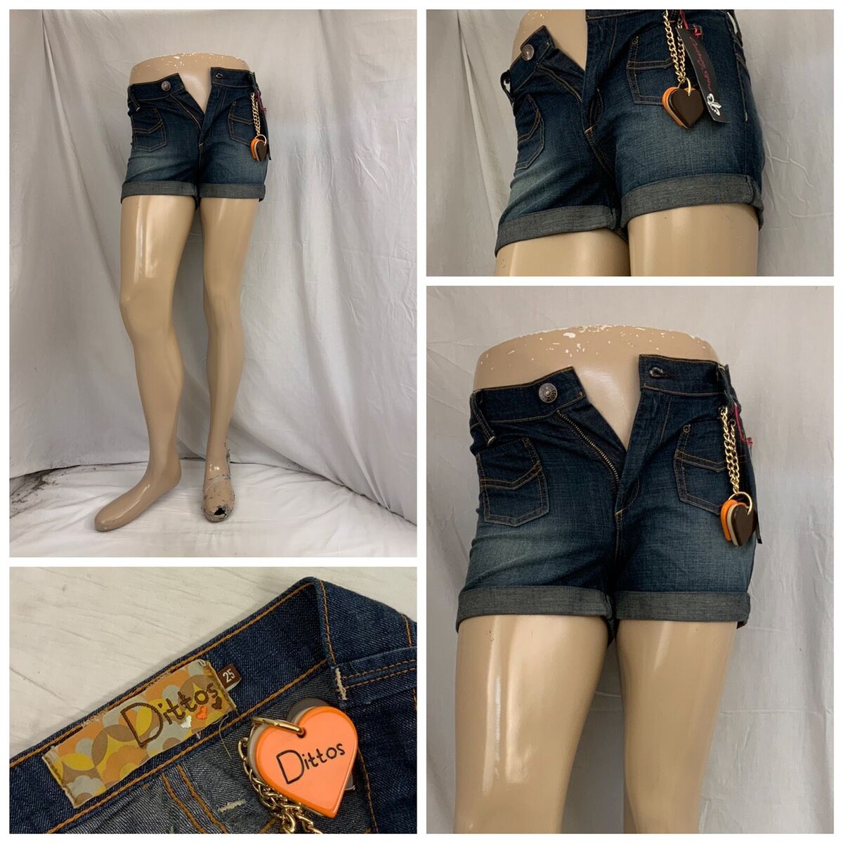 Dittos Jean Shorts Sz 25 Blue 100% Cotton Low Rise Made In Dittos Jean Shorts Sz 25 Blue 100% Cotton Low Rise Made In