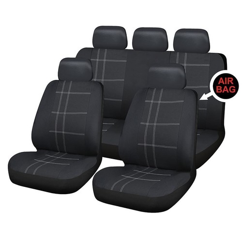 UKB4C Black Full Set Front & Rear Car Seat Covers for Toyota Aygo 05On