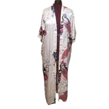 NEW BaBeyond Ladies Japanese Style Peacock Kimono Robe One Size (missing Belt)