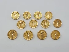 12 pcs Male Golfer Golfing Gold Molded Plastic Craft Sewing Shank Buttons VTG