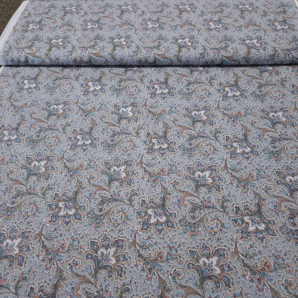 20" Reproduction Floral RJR Fabrics Dusty Blue Pink - Image 3 of 3