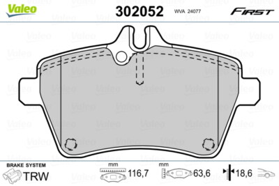 VALEO 302052 Bremsbelagsatz, Scheibenbremse für MERCEDES-BENZ