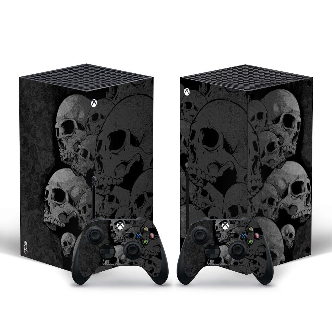 Xbox Series X Skin Black Skull Sticker Decal Vinyl Wrap for Console & Controller-image