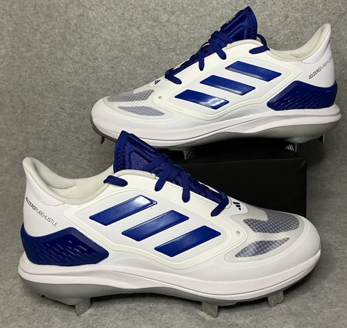 Adidas Women's Size 7 adizero Purehustle Elite Metal Softball Cleats White/Blue - Picture 6 of 10