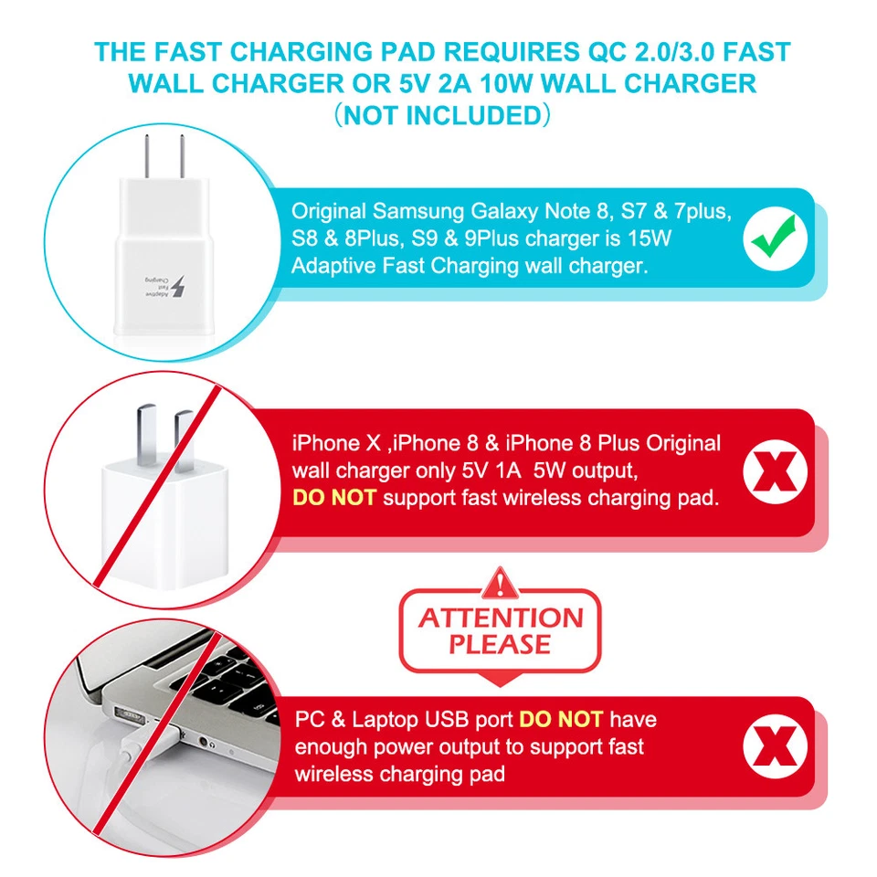 Qi Fast Wireless Charger Charging Pad for iPhone SE 2022/13/12/Pro/Max/Galaxy - Image 4 of 4