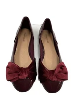 American Eagle Womens Size 4M Ballet Flat Shoes Leather Slip On  Red Bow Comfort