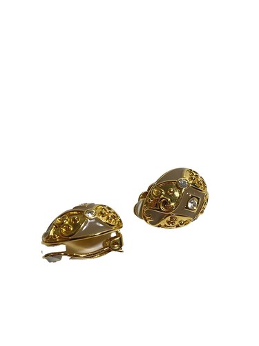 Gold Plated Rhinestone Clip Earrings - Non Piercing Statement Cuff Earrings