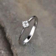 1Ct Cushion Cut Real Moissanite Women's Engagement Ring 14K White Gold Plated