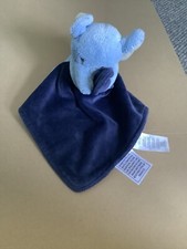 Carters Elephant Security Blanket Baby Soft Light Blue and Navy Lovie Rattle
