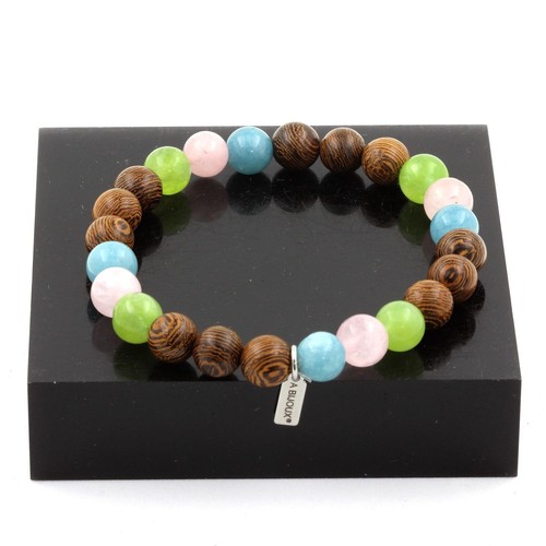 Bracciale con quarzo rosa e ossidiana - Gioielli - Bracciali e cav... | su