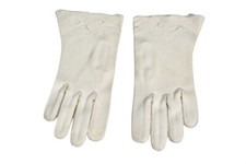 Vintage 1940's White Short Embroidered Gloves Small