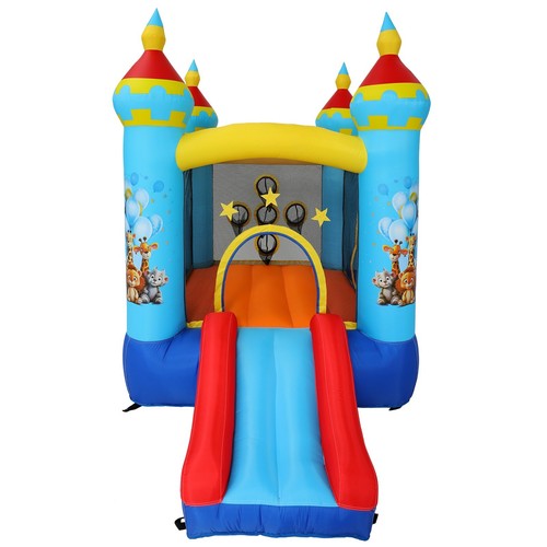 Kids Inflatable Bouncy Castle Backyard Jump House with Ball Pit Hoop & Slide - Picture 2 of 7