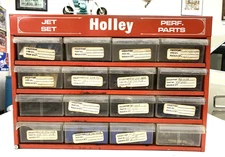 FULL OF OEM PARTS Vintage Holley Carburetor Cabinet Vintage Jet Set Garage Wall