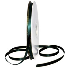 Gold Edge Satin Ribbon, 3/8 x 100 Yd, Spruce