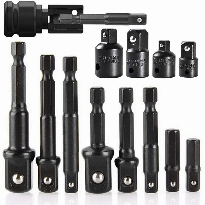 12pcs Impact Socket Adapter & Reducer Set Drill Extension Nut Driver Kit - NEW