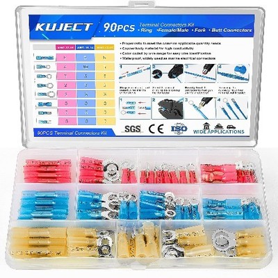 90PCS Heat Shrink Wire Connectors Waterproof Electrical Te Number of Items: 90