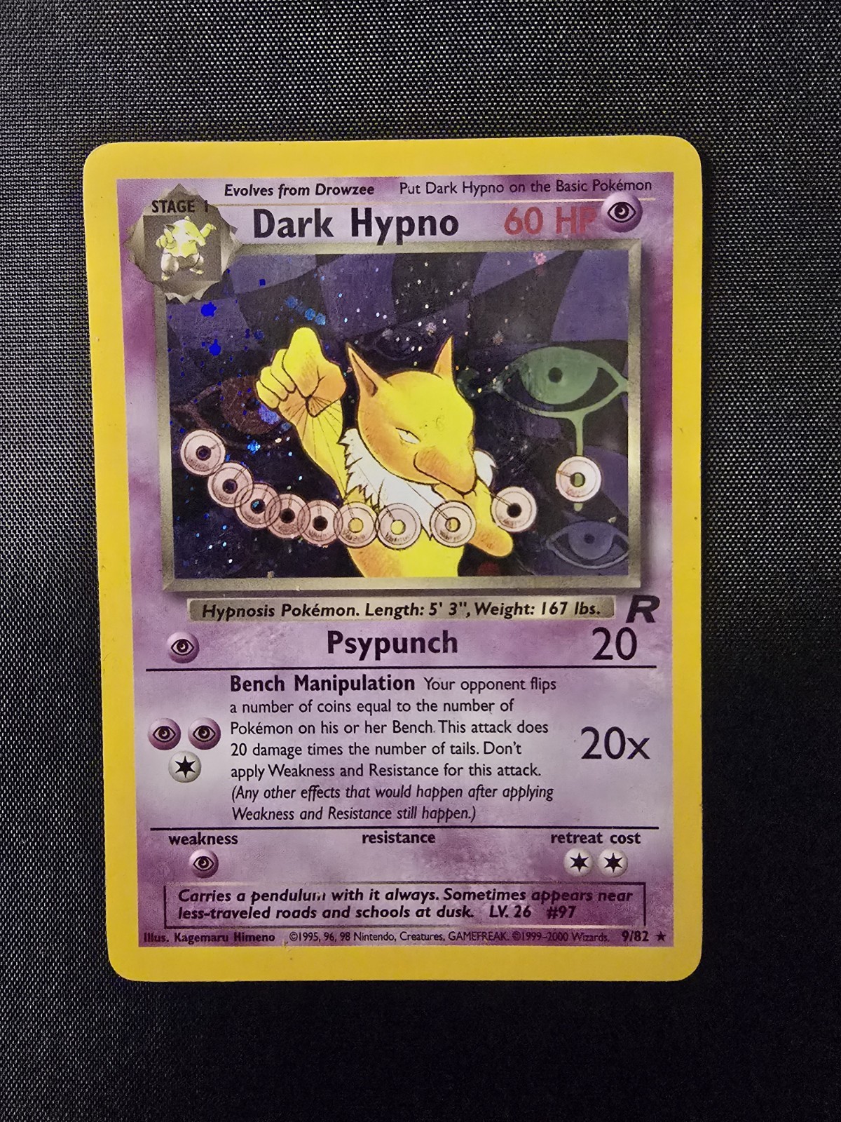 Dark Hypno 9/82 Holo Rare TCG Card LP/MP Pokémon Card
