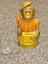 Antique J. Chein & Co. Tin Mechanical Monkey Bank SEE DESC