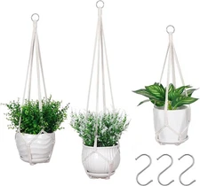 3 Pack Macrame Plant Hanger Indoor Hanging Planter for Plants Holder with
