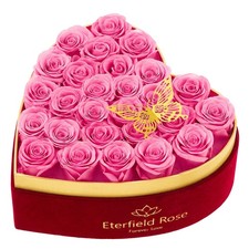 27 Forever Flowers in Heart Shape Box, Valentines Day Preserved Roses That La...