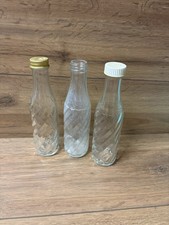 three Vintage Soda Stream Glass Bottles Embossed Design No Lids Made In UK sh41