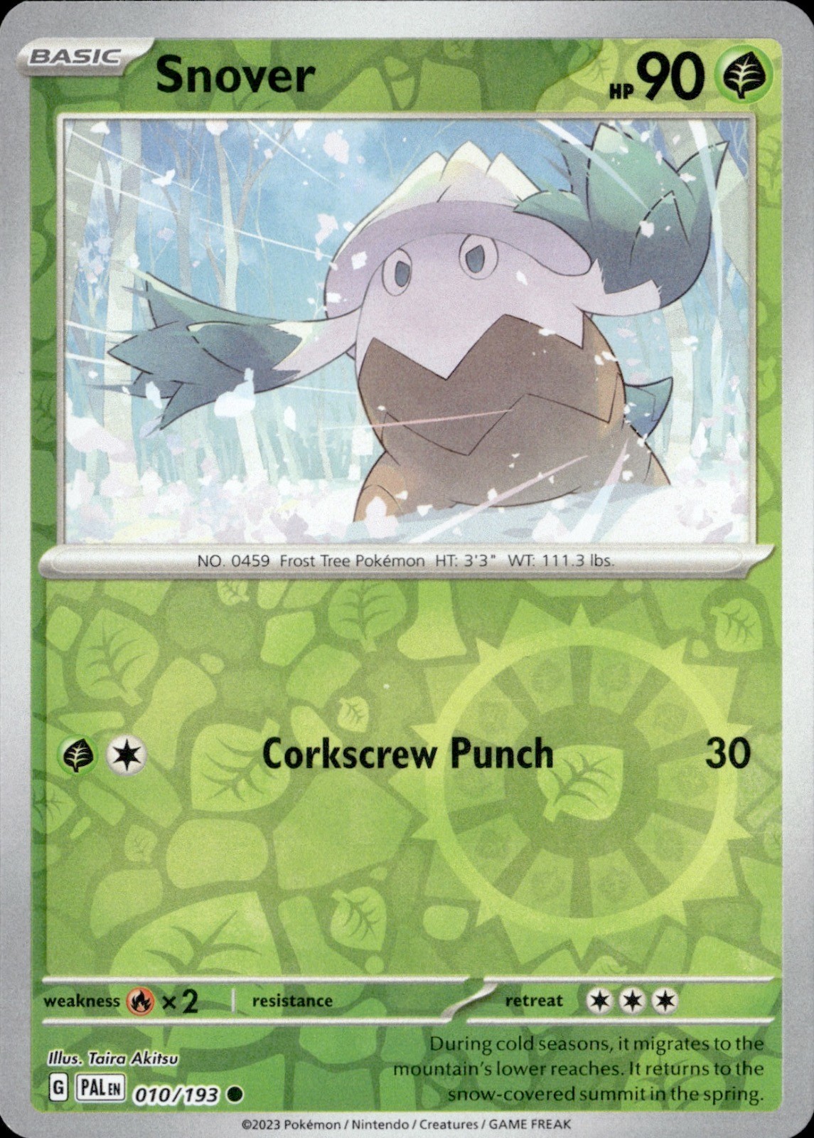 Snover 010/193 Common Paldea Evolved Pokemon Reverse Holo Near Mint