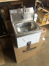 Krowne HS-15 16" Wide Hand Sink w/ Knee Valve & Gooseneck Spout Faucet
