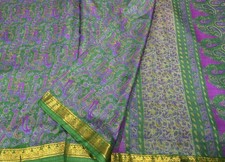 Vintage Silk Saree, 100 Pure Silk Fabric, 5 Yards Ethnic Indian Printed Sari