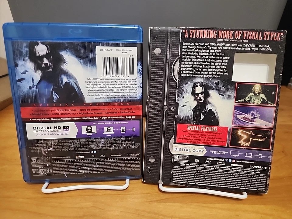 The Crow (Blu-ray, 1994) Rare VHS Retro Slipcover Foto 2 de 4