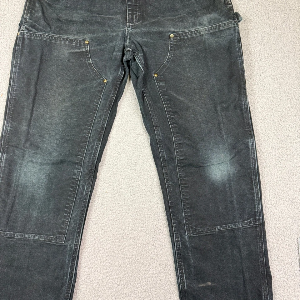 Vintage Carhartt Masculino B01 Carpinteiro Preto Joelho Duplo Ajuste Relaxado Tamanho 34x30 - Imagem 4 de 4