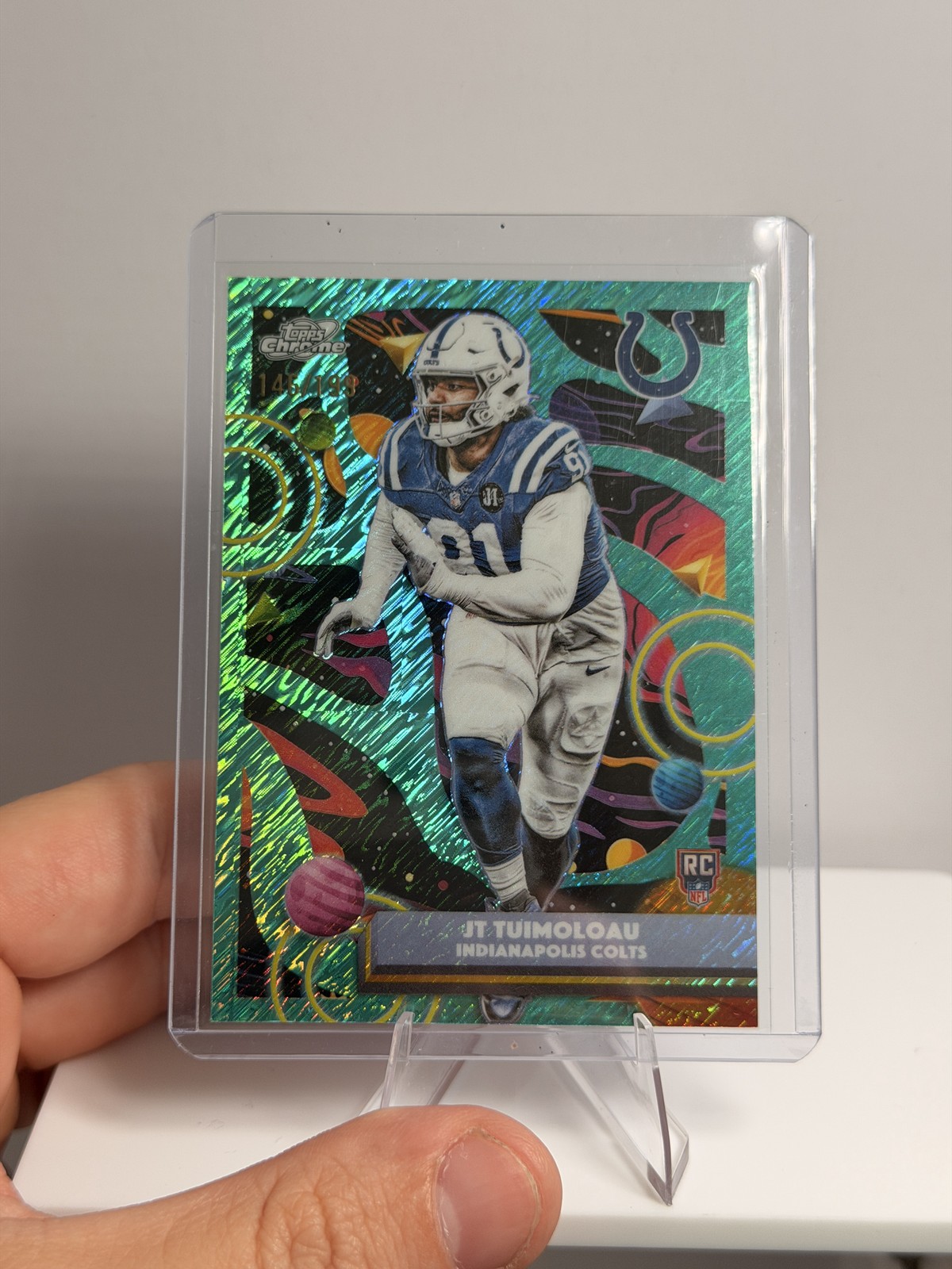 2025 Topps Chrome Cosmic #144 JT Tuimoloau Aqua Equinox Refractor #/199