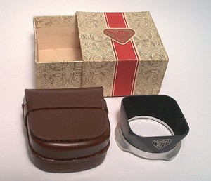 ROLLEIFLEX 4X4 GRAY METAL LENS HOOD W/ FIELD CASE - MINTY CLEAN IN OB